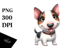 Cute Cartoon Bull Terrier with Big Eyes PNG Product Image 1