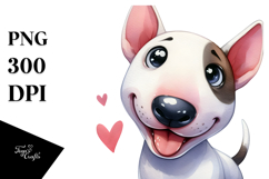 Cute Cartoon Bull Terrier with Big Eyes PNG Product Image 1