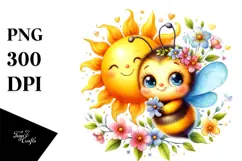 Cute Baby Bee with Sun PNG Product Image 1