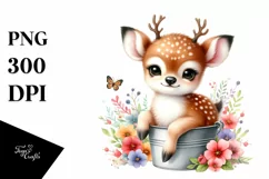 Colorful Baby Deer in Bucket | Clipart Product Image 1