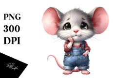 Expressive Thoughtfull Baby Mouse | Sublimation | Clipart Product Image 1