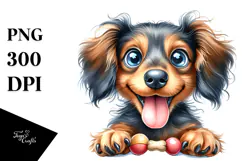 Cute Baby Dachshund with Big Eyes, PNG Product Image 1