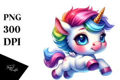 Vibrant Baby Unicorn Jumping PNG Product Image 1
