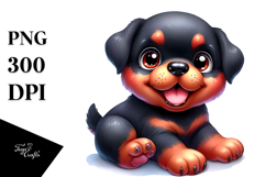 Cute Cartoon Rottweiler Baby with Big Eyes PNG Product Image 1