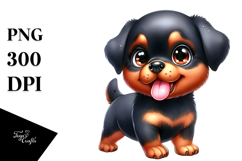 Cute Cartoon Rottweiler Baby with Big Eyes PNG Product Image 1