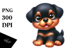 Cute Cartoon Rottweiler Baby with Big Eyes PNG Product Image 1