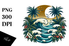 Retro Tropical Beach Waves, 20 oz Tumbler Product Image 1