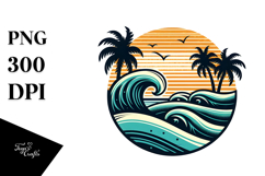 Retro Tropical Beach Waves, 20 oz Tumbler Product Image 1