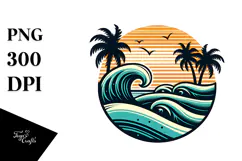 Retro Tropical Beach Waves, 20 oz Tumbler Product Image 1