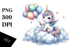 Baby Unicorn Baloons Clipart Product Image 1