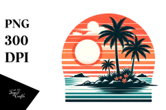 Retro Tropical Island Sunset Clipart Product Image 1