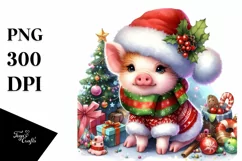 Cute Baby Pig Dressed for Christmas | Clipart Product Image 3