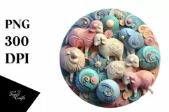 Colorful Pastel 3D Lamb Ornament PNG Product Image 1