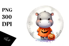 Cute Baby Hippo on Cloud PNG Product Image 1