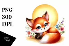 Colorful Baby Fox in Sun | Sublimation | Clipart Product Image 1