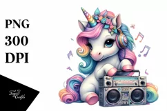 Vintage Boombox Unicorn PNG Product Image 3