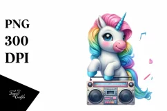 Vintage Boombox Unicorn PNG Product Image 3