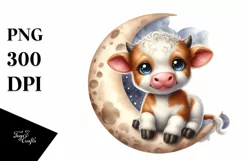 Moon Baby Highland Cow Clipart Product Image 3