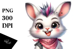 Goofy Baby Rabbit with Punk Look PNG Product Image 1