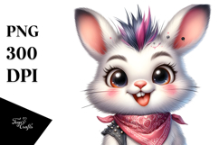 Cute Baby Rabbit with Punk Look PNG Product Image 1