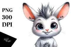Goofy Baby Rabbit with Punk Look PNG Product Image 1