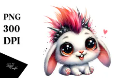 Goofy Baby Rabbit with Punk Look PNG Product Image 1