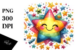 Colorful Smiling Star PNG Product Image 1