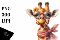 Washed Giraffe Portrait with Silk Scarf | Watercolor Clipart Product Image 3