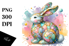 Colorful Bunny with Golden Insertions on Splashy Background, Product Image 1