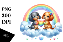 Cute Rainbow with Rhodesian Ridgeback, PNG Product Image 1