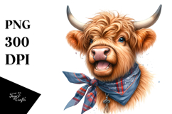 Watercolor Highland Cow Portrait Bandana Tie Product Image 1