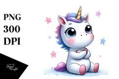 Expressive Funny Baby Unicorn PNG Product Image 1