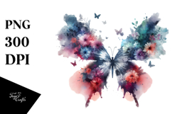 Colorful Flower with Butterfly Silhouettes, PNG Product Image 1