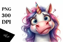 Funny Expressive Unicorn Portrait PNG Product Image 1