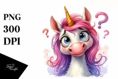 Funny Expressive Unicorn Portrait PNG Product Image 3