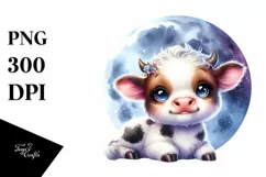 Moon Baby Highland Cow Clipart Product Image 1