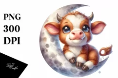 Moon Baby Highland Cow Clipart Product Image 1
