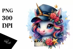 Colorful Director's Cap Unicorn PNG Product Image 1