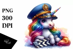 Colorful Director's Cap Unicorn PNG Product Image 1