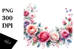 Pink Roses Horizontal Frame Clipart Product Image 1