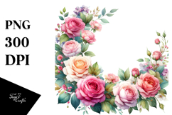Pink Roses Horizontal Frame Clipart Product Image 1