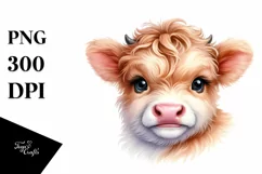 Vibrant Smiling Baby Cow Watercolor Product Image 1