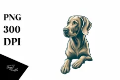 Weimaraner Sitting in Sand at Sunset | Clipart Product Image 3