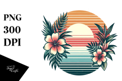 Retro Tropical Flower Sunset PNG Product Image 1