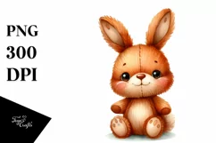Cute Baby Old Plush Bunny Smiling | Clipart Product Image 3
