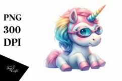Vibrant Swimmer's Goggles Unicorn PNG Product Image 3