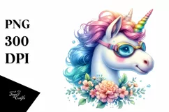 Vibrant Swimmer's Goggles Unicorn PNG Product Image 1