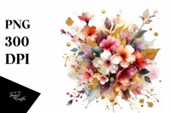 Watercolor Abstract Vibrant Bouquet Clipart Product Image 1