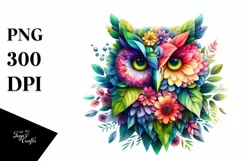 Abstract Vibrant Owl Flowers PNG Product Image 1