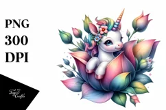 Baby Unicorn Flower PNG Product Image 1